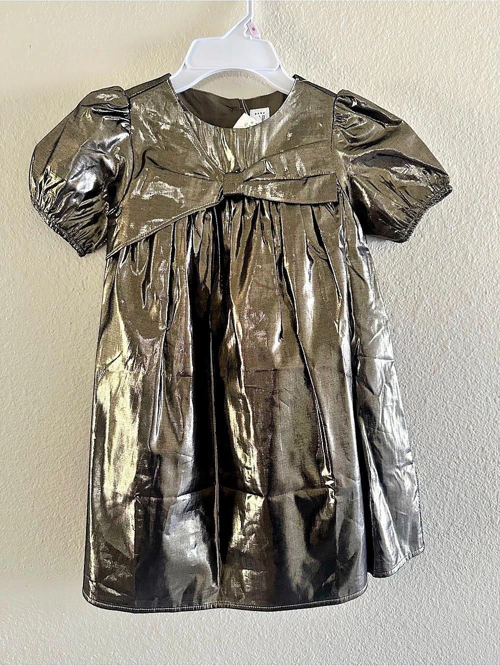baby GAP Metallic Bow Dress Girls Size 5 Brown